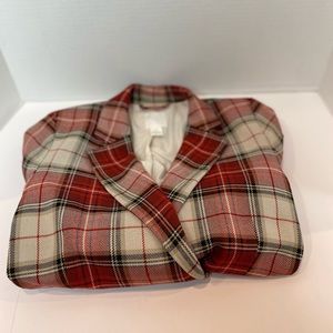 H&M Red Plaid Tartan Blazer Size 0